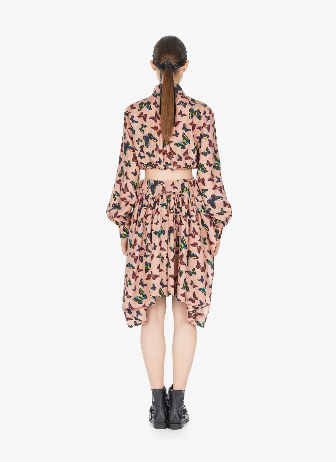 LONG SLEEVE DRESS TAFFETAS PAPILLONS NUDE ALAÏA  LONG SLEEVE DRESS TAFFETAS PAPILLONS NUDE ROSA CIPRIA